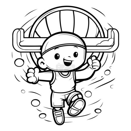 Illustration for Illustration of a Kid Boy Wearing a Baseball Gear and Running - Royalty Free Image