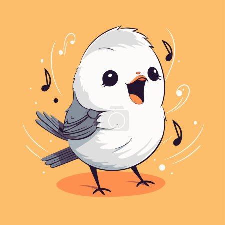 Illustration for Cute cartoon bird. Vector illustration of a cute bird on a orange background. - Royalty Free Image