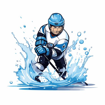 Illustration for Ice hockey player. Vector illustration of a hockey player on ice. - Royalty Free Image