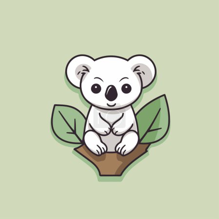 Téléchargez les illustrations : Mignon koala assis sur l'arbre. Illustration vectorielle dans le style dessin animé. - en licence libre de droit