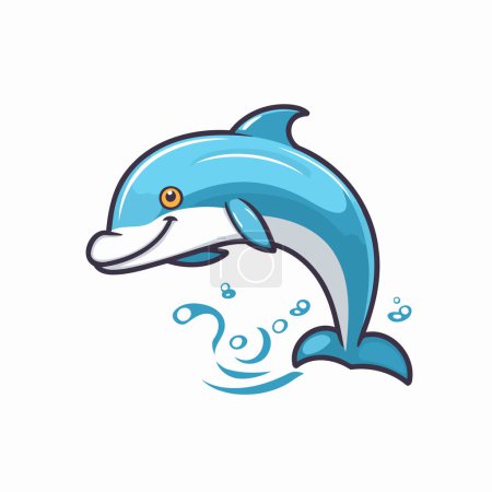 Ilustración de Plantilla de diseño de logotipo Dolphin. Ilustración vectorial de lindo delfín de dibujos animados. - Imagen libre de derechos