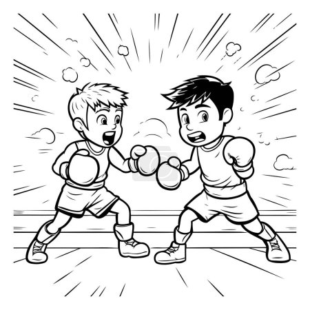 Téléchargez les illustrations : Illustration de dessins animés pour enfants Boxe Activité sportive ou compétition Livre à colorier - en licence libre de droit