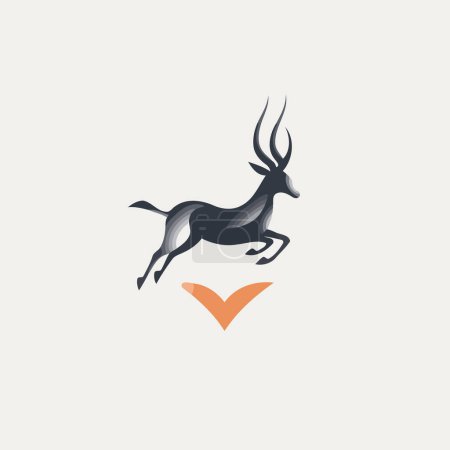 Ilustración de Plantilla de diseño de logotipo de vector Gazelle. Icono de antílope negro. - Imagen libre de derechos