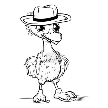 Illustration for Vector illustration of Cute cartoon ostrich in hat and boots. - Royalty Free Image