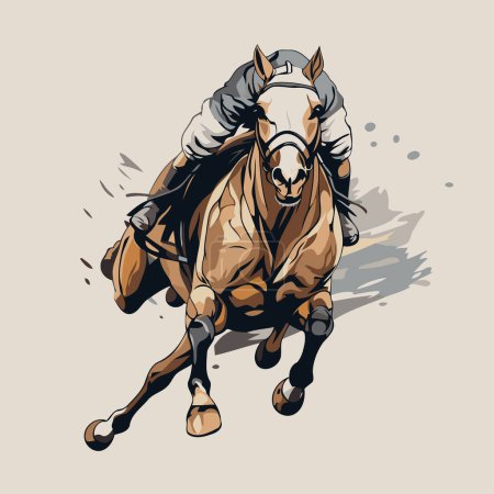 Illustration for Horse and jockey. Vector illustration of a horse with rider. - Royalty Free Image