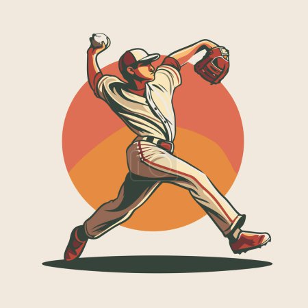 Téléchargez les illustrations : Joueur de baseball en action. Illustration vectorielle du joueur de baseball en action. - en licence libre de droit