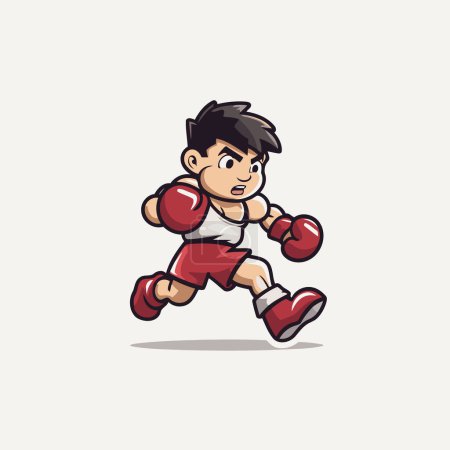 Illustration for Boxer Cartoon Mascot Character Mascot Design Illustration - Royalty Free Image