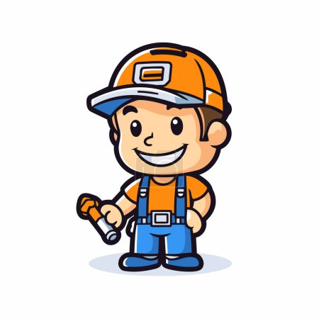 Illustration for Plumber Worker Cartoon Mascot Character Design Vector Illustration. - Royalty Free Image