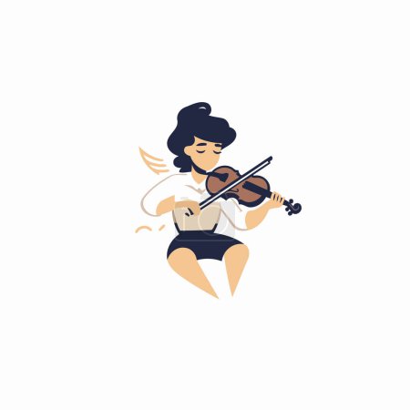 Téléchargez les illustrations : Femme jouant du violon couleur plate vecteur personnage sans visage sur fond blanc. La musique. hobby. concept de loisirs. - en licence libre de droit
