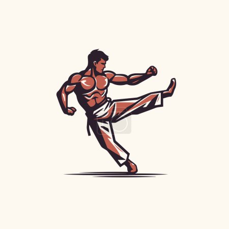 Taekwondo-Kämpfer. Kampfkunst. Vektorillustration.