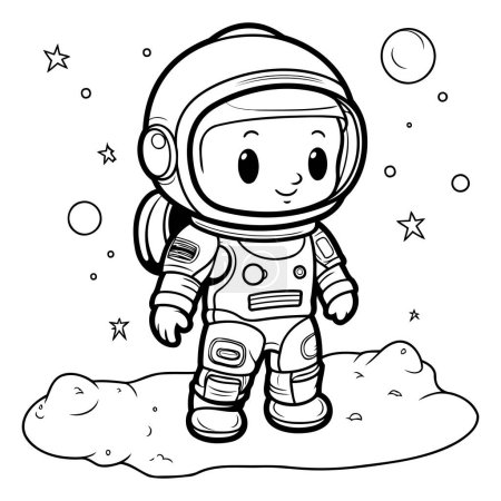 Ilustración de Libro para colorear para niños: astronauta en el espacio. Ilustración vectorial. - Imagen libre de derechos