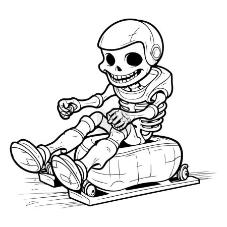 Illustration for Skull riding a skateboard. Vector illustration ready for vinyl cutting. - Royalty Free Image