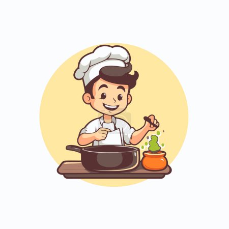 Illustration for Chef cooking. Vector illustration in cartoon style on white background. - Royalty Free Image