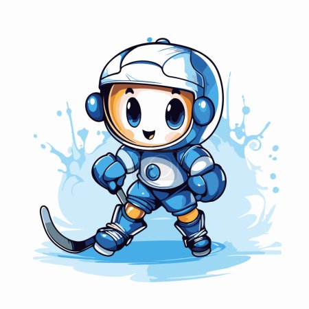 Illustration for Illustration of a little boy playing ice hockey on a white background - Royalty Free Image