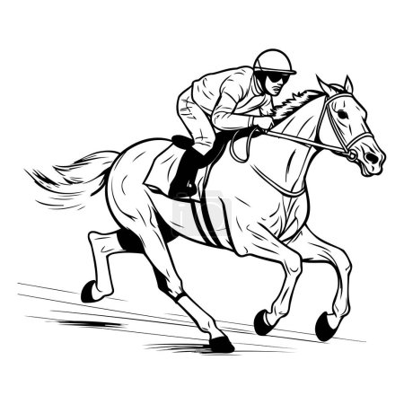 Illustration for Equestrian sport - jockey on horse. Vector illustration. - Royalty Free Image