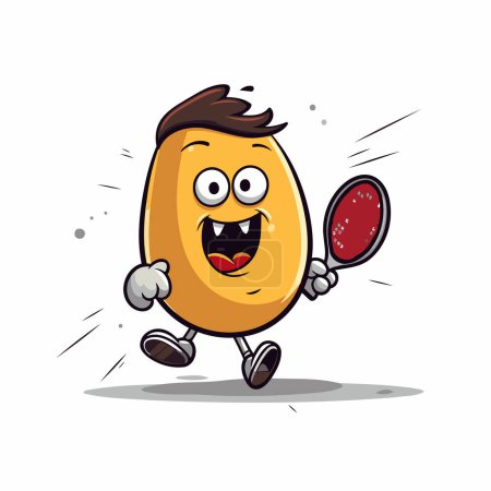 Illustration for Funny bean character with magnifying glass. Cartoon vector illustration. - Royalty Free Image