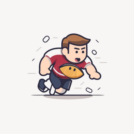Ilustración de Ilustración de un hombre corriendo y cogiendo una rebanada de pizza. - Imagen libre de derechos