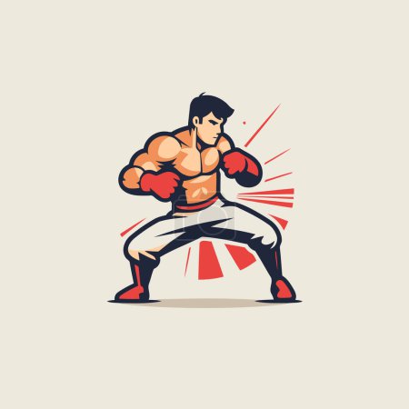 Illustration for Boxing logo design template. Vector illustration of a box fighter. - Royalty Free Image