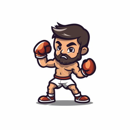 Illustration for Boxing fighter character cartoon mascot vector illustration. Mascot design - Royalty Free Image