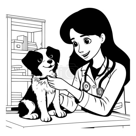 Téléchargez les illustrations : Vétérinaire avec un chien dans le bureau vétérinaire. illustration vectorielle - en licence libre de droit