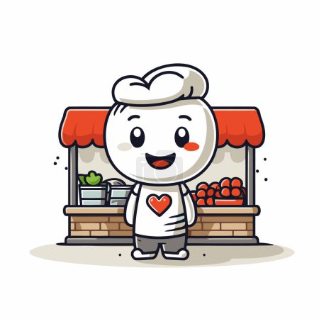 Illustration for Chef character design. Cute chef mascot design. Vector illustration - Royalty Free Image