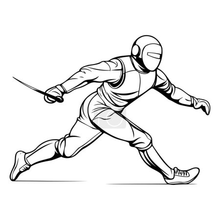 Illustration for Fencing sport graphic vector. Athlete in fencing suit with sword - Royalty Free Image