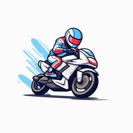 Ilustración de Motociclista en ropa deportiva montando una motocicleta. Ilustración vectorial - Imagen libre de derechos