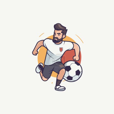 Illustration for Soccer player with ball. Vector illustration in a flat style. - Royalty Free Image