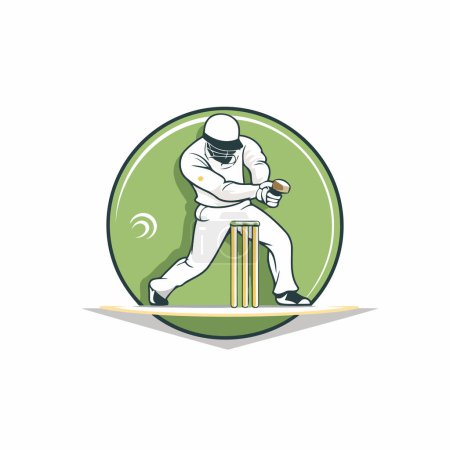 Illustration for Cricket player hitting the ball with a bat. Vector illustration. - Royalty Free Image
