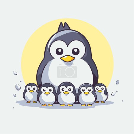 Téléchargez les illustrations : Famille des pingouins. Mignon personnage de dessin animé. Illustration vectorielle. - en licence libre de droit