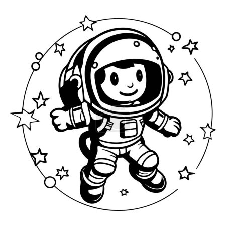 Ilustración de Astronauta con traje espacial y estrellas de dibujos animados vector ilustración diseño gráfico - Imagen libre de derechos