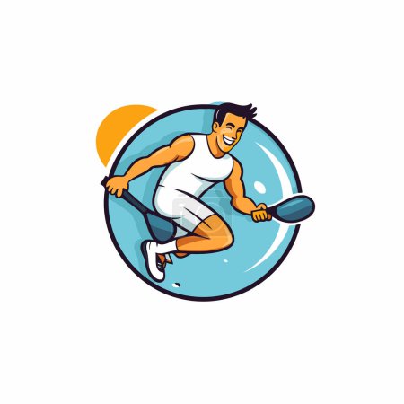Téléchargez les illustrations : Logo vectoriel du joueur de badminton. Illustration joueur de badminton. - en licence libre de droit