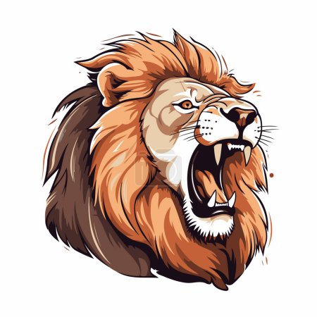 Illustration for Lion head vector illustration isolated on white background. Mascot template for t-shirt. emblem. badge. poster. - Royalty Free Image