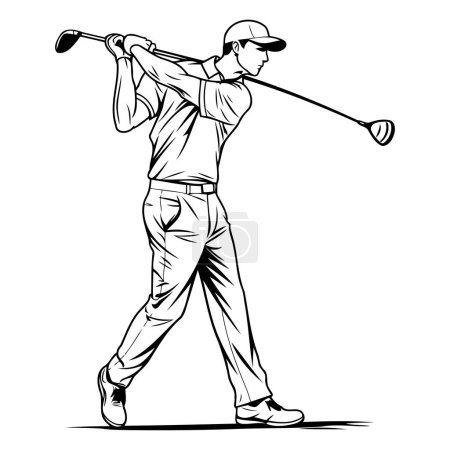 Illustration for Golfer playing golf. Vector illustration of a golfer in action. - Royalty Free Image