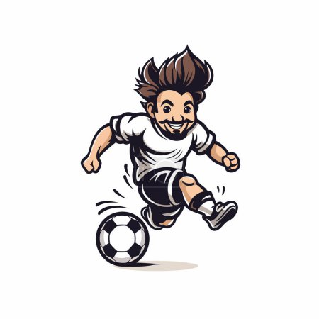 Illustration for Soccer player kicking the ball. cartoon vector illustration isolated on white background. - Royalty Free Image