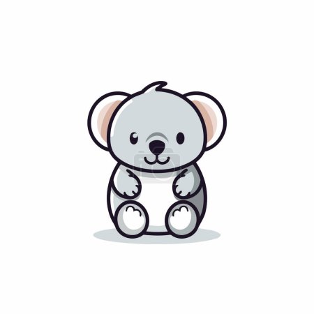 Téléchargez les illustrations : Mignon koala animal dessin animé icône vectoriel illustration. Conception plate. - en licence libre de droit