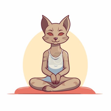 Ilustración de Lindo gato meditando en posición de loto. Ilustración vectorial. - Imagen libre de derechos