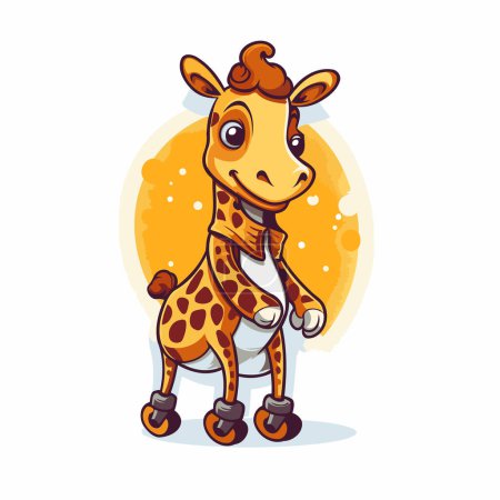 Téléchargez les illustrations : Jolie girafe dessin animé sur fond blanc. Illustration vectorielle. - en licence libre de droit