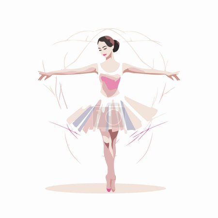 Ilustración de Bailarina en tutú rosa y zapatos puntiagudos. Ilustración vectorial. - Imagen libre de derechos
