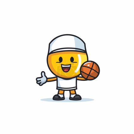 Téléchargez les illustrations : Illustration vectorielle de personnage de mascotte de personnage de joueur de basket-ball joyeux - en licence libre de droit