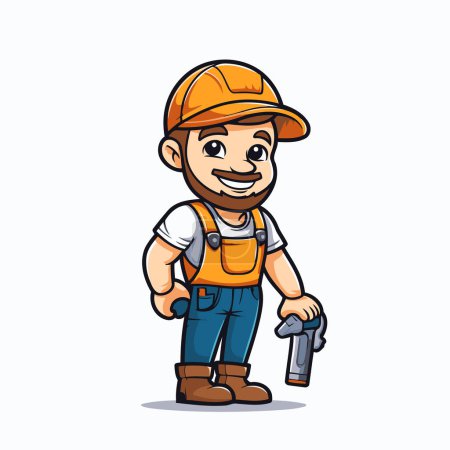 Illustration for Cartoon handyman character. Vector illustration isolated on white background. - Royalty Free Image