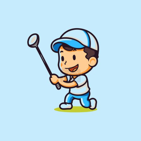 Golfista Dibujos Animados Mascota Carácter Diseño Vector Ilustración.