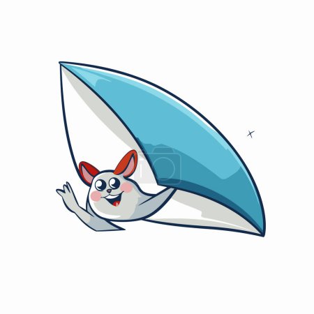Illustration for Cat with surfboard. Vector illustration in cartoon style on white background. - Royalty Free Image