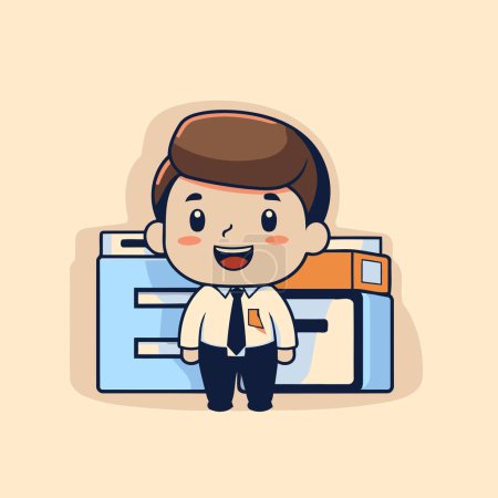 Téléchargez les illustrations : Homme d'affaires avec mallette - Business dessin animé personnage design.clean vecteur - en licence libre de droit