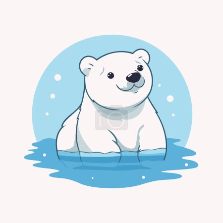 Illustration for Polar bear in the water. Cute cartoon character. Vector illustration. - Royalty Free Image