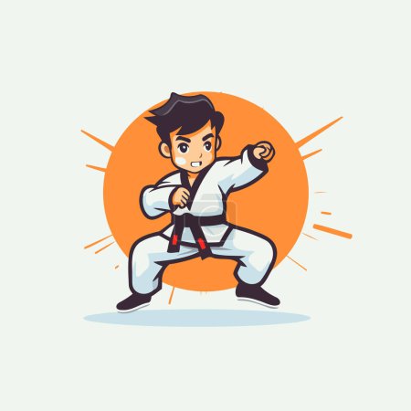 Illustration for Taekwondo boy vector illustration. Cartoon karate boy character. - Royalty Free Image