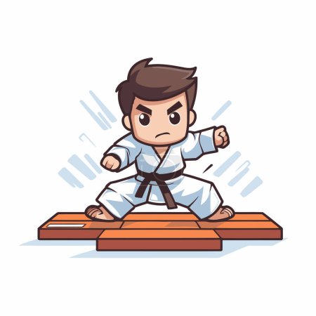 Illustration for Taekwondo boy cartoon character vector illustration. Cartoon taekwondo boy character. - Royalty Free Image