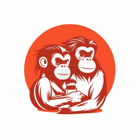 Illustration for Monkey family. Vector illustration of a monkey family with a child - Royalty Free Image