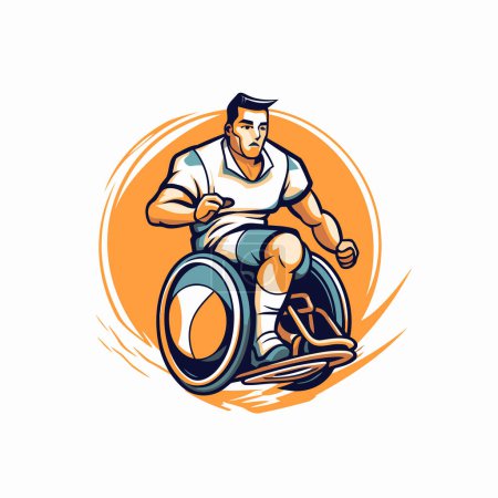 Téléchargez les illustrations : Icône d'utilisateur de fauteuil roulant. Illustration vectorielle d'une personne handicapée en fauteuil roulant. - en licence libre de droit