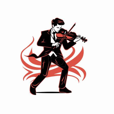 Téléchargez les illustrations : Violoniste jouant du violon en feu. illustration vectorielle sur fond blanc. - en licence libre de droit